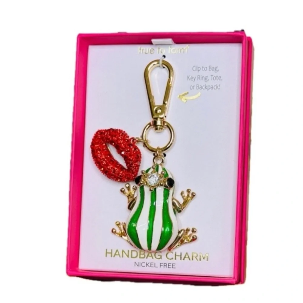 👉✨️ True To Form Frog Handbag Charm Key Ring Clip On Bag Tote Backpack